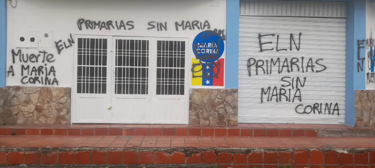 Vandalizan sede de Vente Venezuela en Táchira con amenazas de muerte contra María Corina Machado.