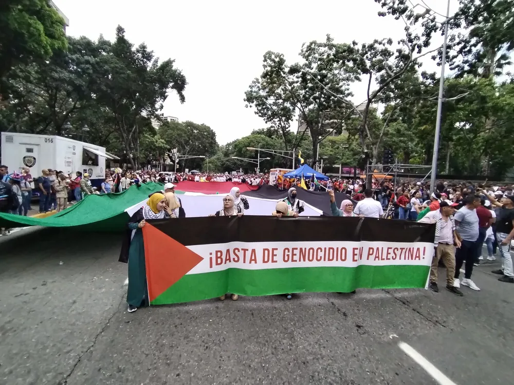 Chavismo marcha en solidaridad con Palestina.