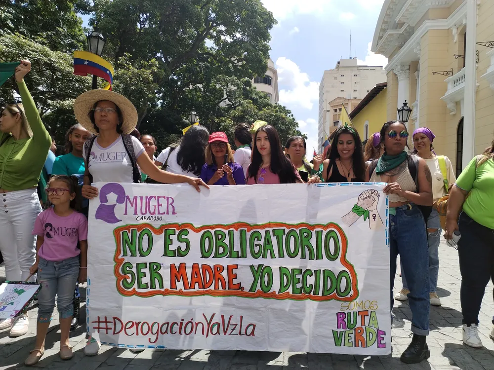 Mujeres protestan por la despenalización del aborto en Venezuela.