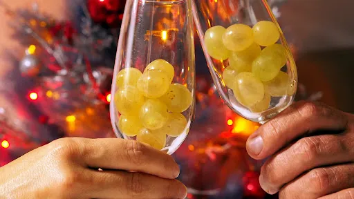Uvas en copa para el 31 de diciembre.