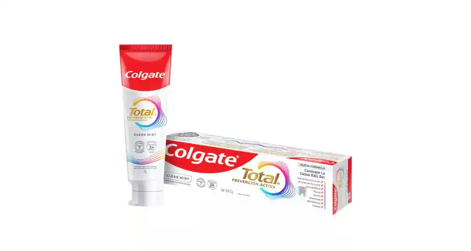 Colgate Total, variante Clean Mint con fluoruro.