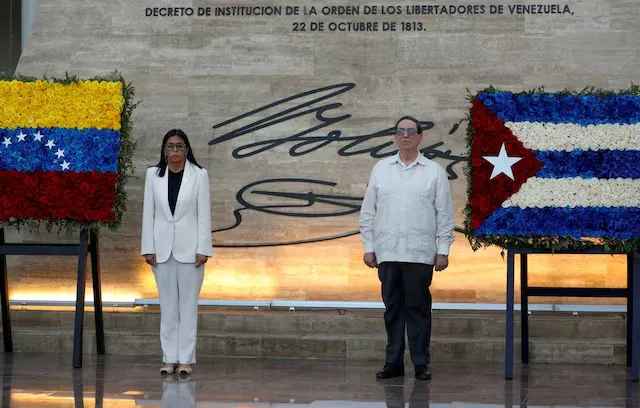 WhatsApp Image 2026-02-21 at 11.40.38 AM Delcy Rodríguez y el canciller cubano, Bruno Rodríguez Padilla. Foto: Reuters