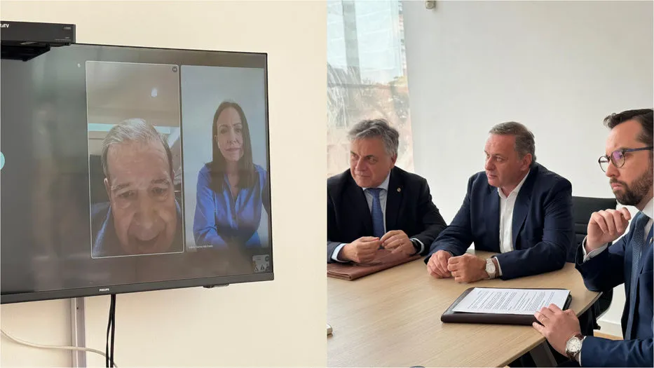 María Corina Machado y Edmundo González Urrutia, junto a Alvaro Delgado en reunión vistual.