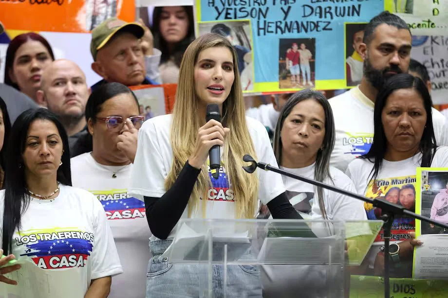 Camilla Fabri Saab durante una rueda de prensa en Caracas (Venezuela). Foto agencia EFE
