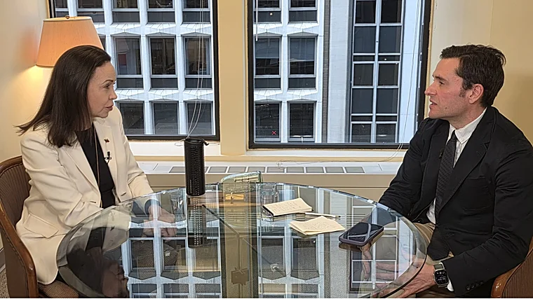 María Corina Machado, en un momento de la entrevista David Alandete.