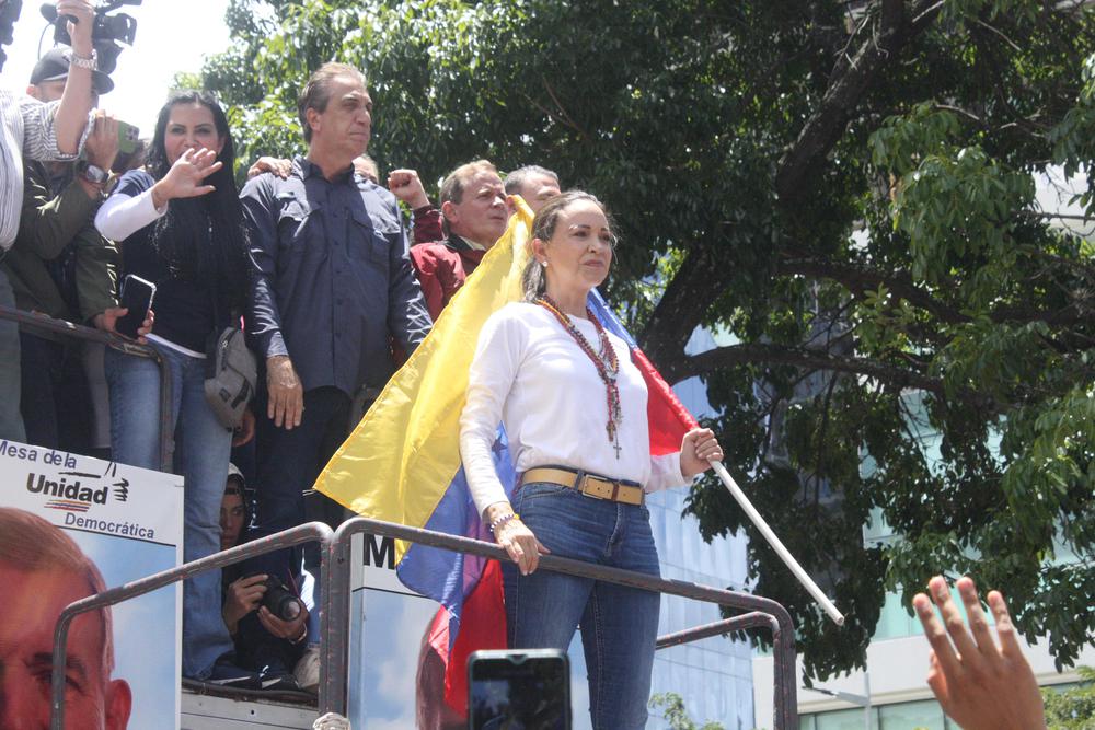 María Corina Machado, dirigente opositora venezolana en Las Mercedes, Baruta. Foto: José Mireles Alcalá / ElMartilloVen.