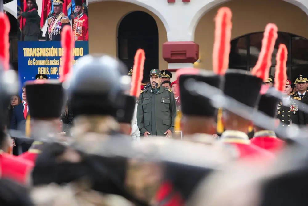 Nicolas Maduro, presidente de Venezuela en un acto de transmisión de mando de la FANB.