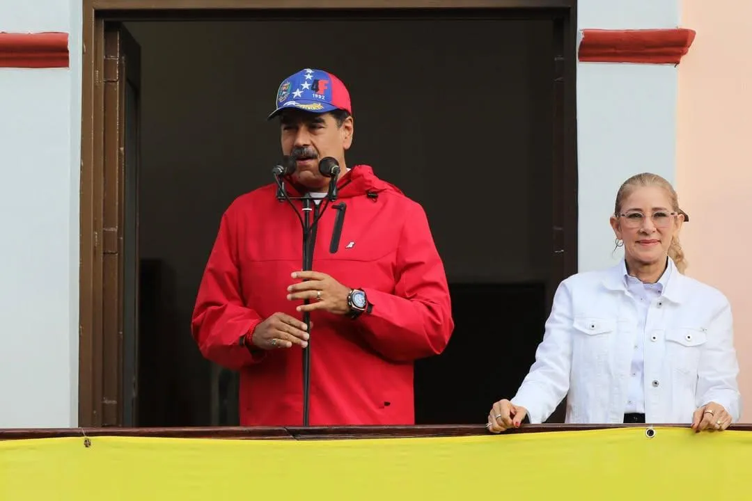 Nicolás Maduro, presidente de Venezuela, en la marcha por el 23 de enero.