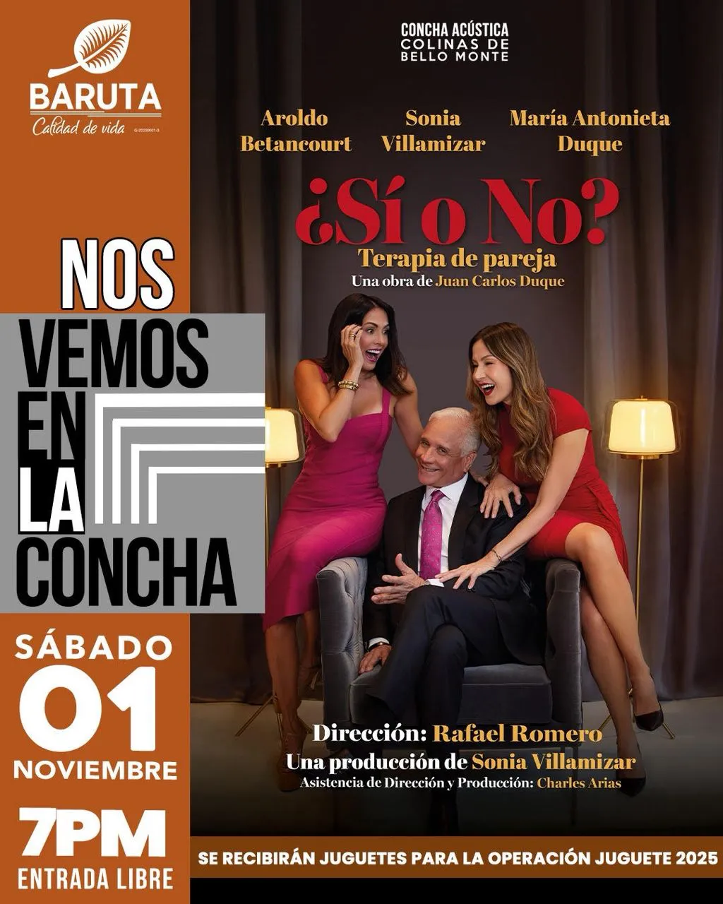 La comedia “¿Sí o No? Terapia de Pareja” llega gratis el sábado 01 de noviembre a “Nos Vemos En La Concha”