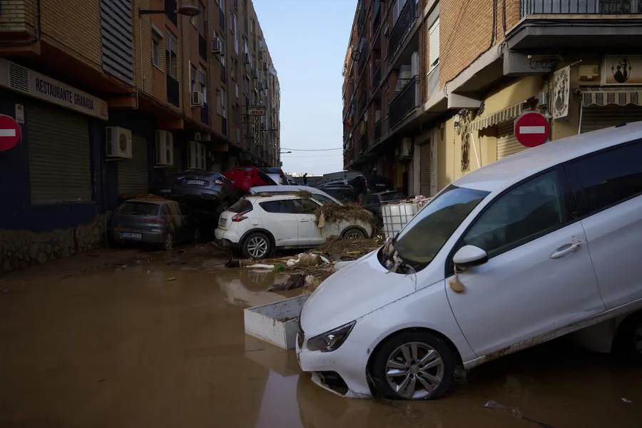 Área afectada por las inundaciones, en Valencia, España. (Xinhua/Pablo Morano)