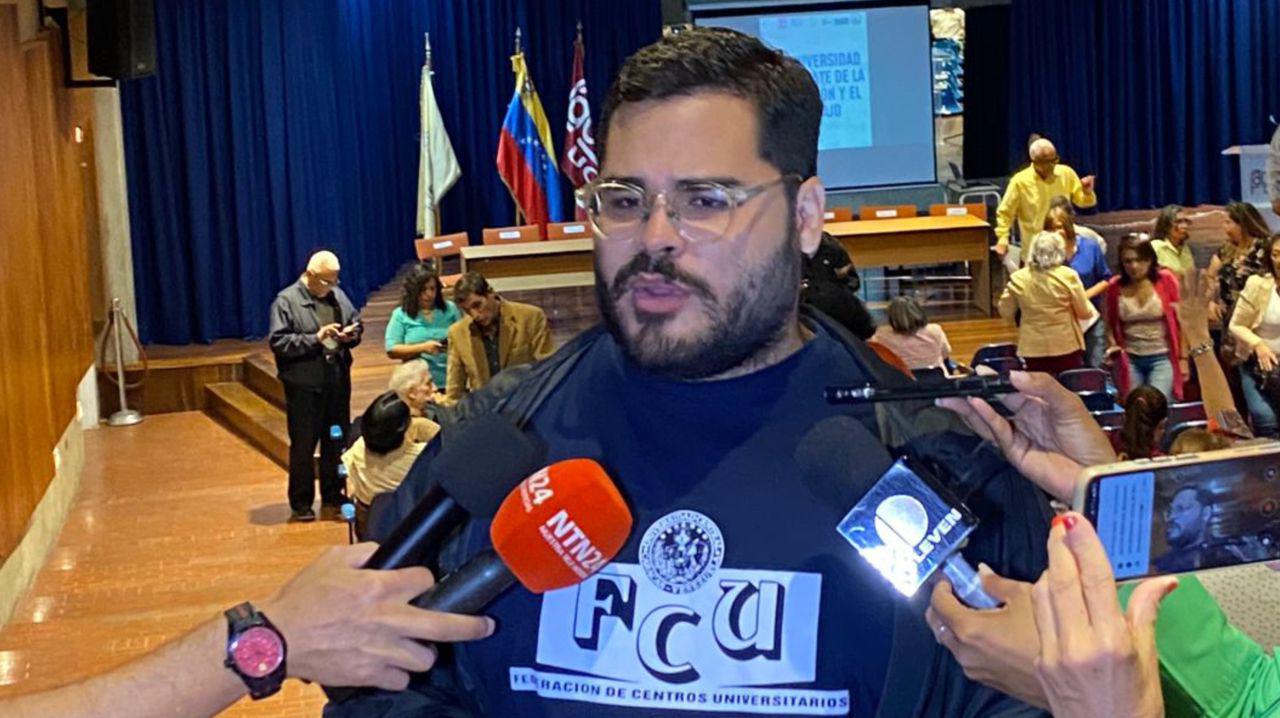 Jesús Mendoza, presidente de la Federación de Centros Universitarios (FCU) de la Universidad Central de Venezuela (UCV).