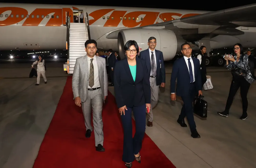 Delcy Rodríguez en visita oficial a la India.