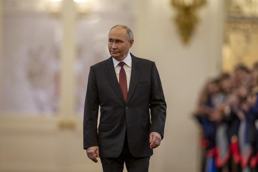 Vladimir Putin asiste a una ceremonia de investidura en el Kremlin, en Moscú, Rusia, el 7 de mayo de 2024. (Xinhua/Cao Yang)