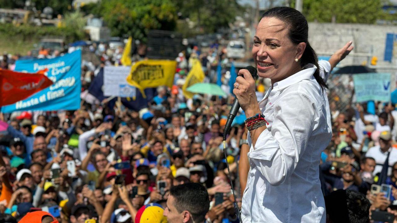 María Corina Machado, candidata opositora de la Plataforma Unitaria Democrática.